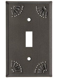Pierced Country Tin Single Toggle Switch Plate in Country Tin.